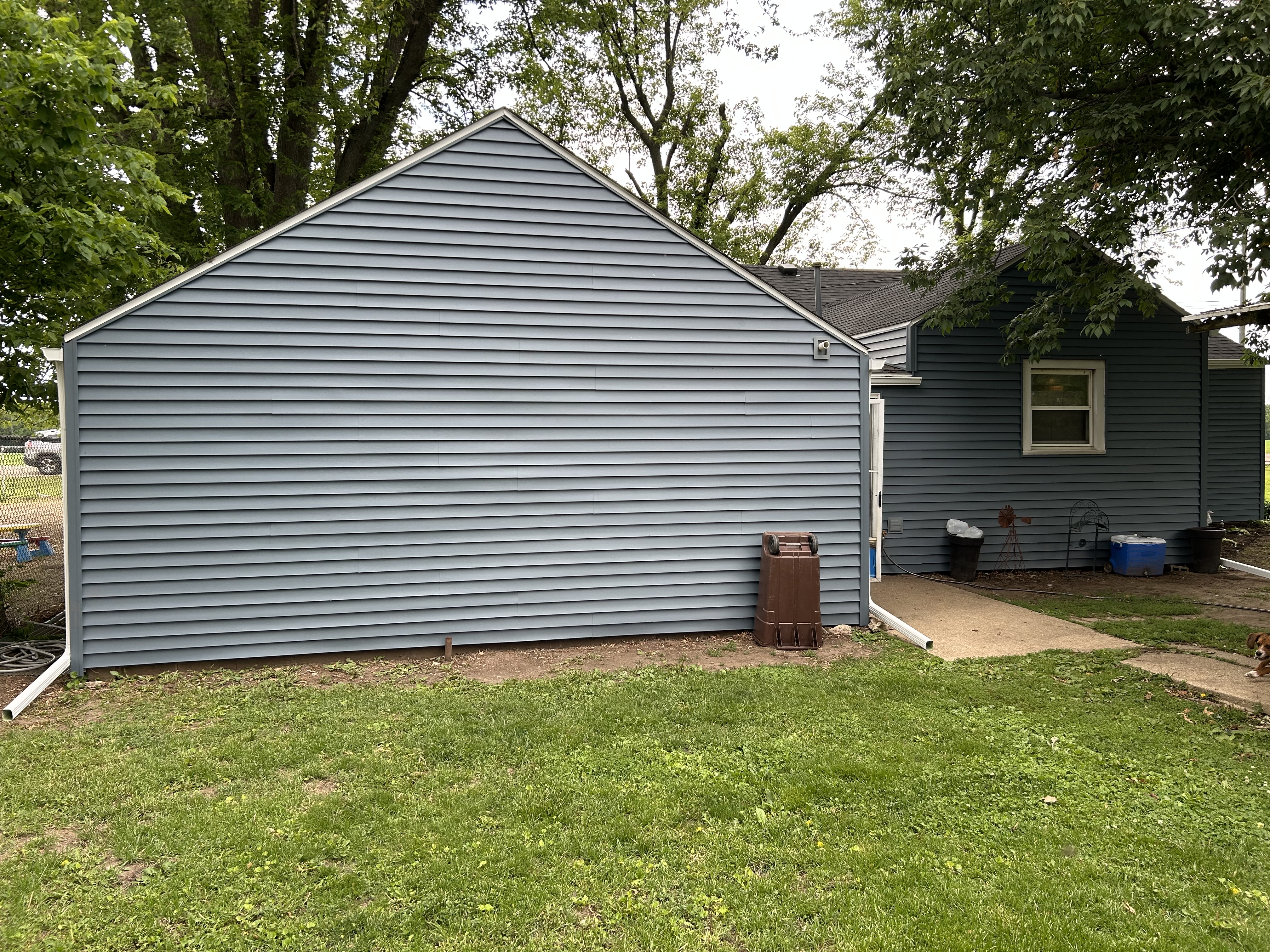 Slate Blue Siding — Garage